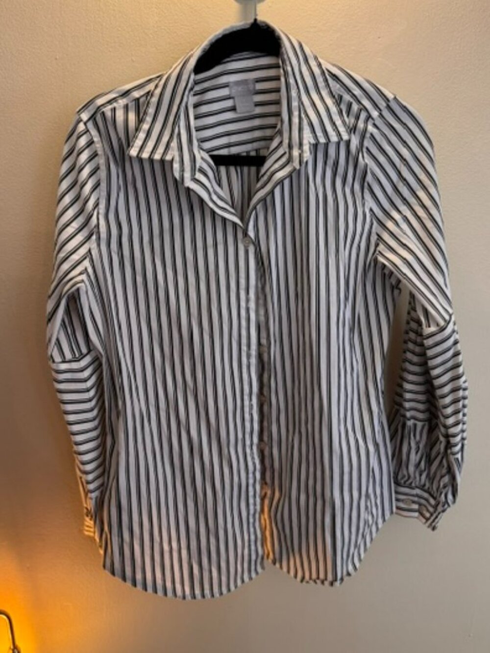 Chico's No-Iron striped button-down Black and White Stripes